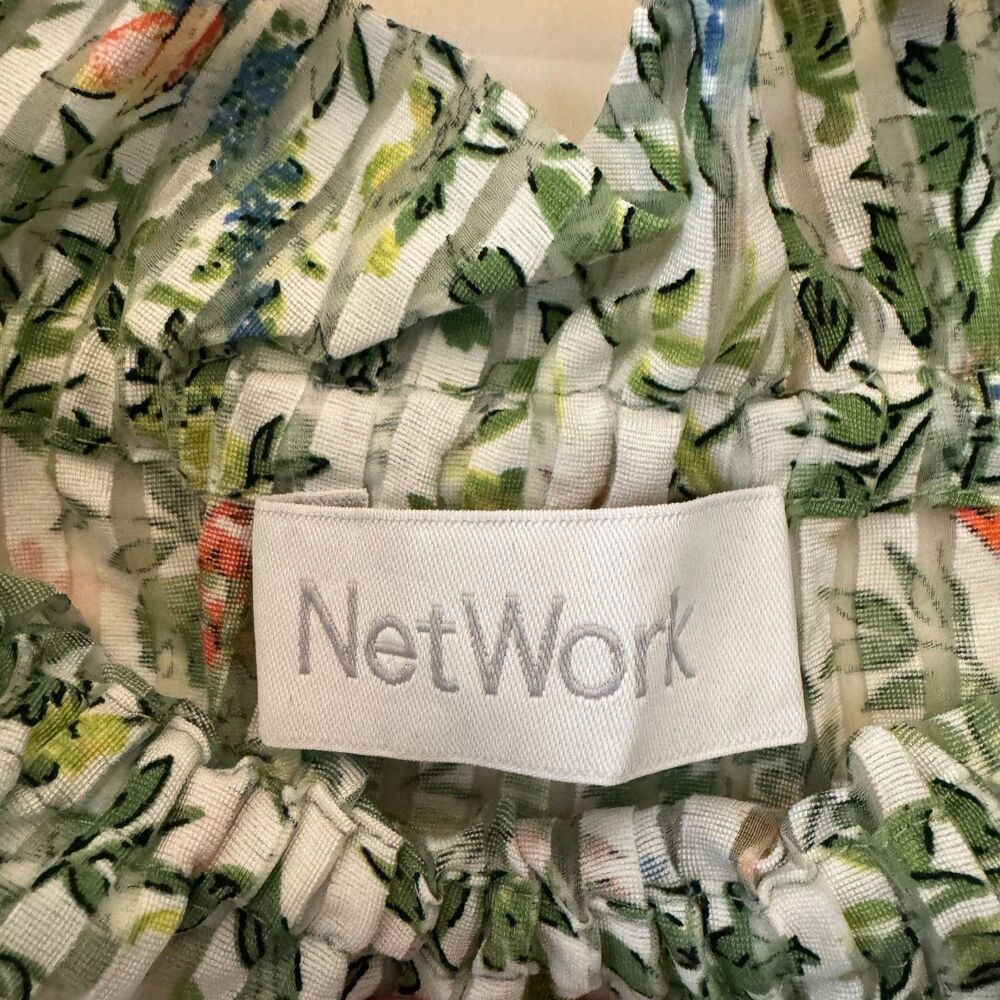 NETWORK Women's Green Striped Floral Off-the-Shoulder Blouse Size Small - Picture 5 of 8
